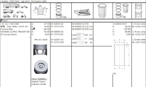 SEGMAN 86.01 MM PUMa PEUGEOT BOXER 3