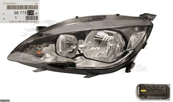 ÖN FAR SOL SİYAH PEUGEOT 308 2013-->