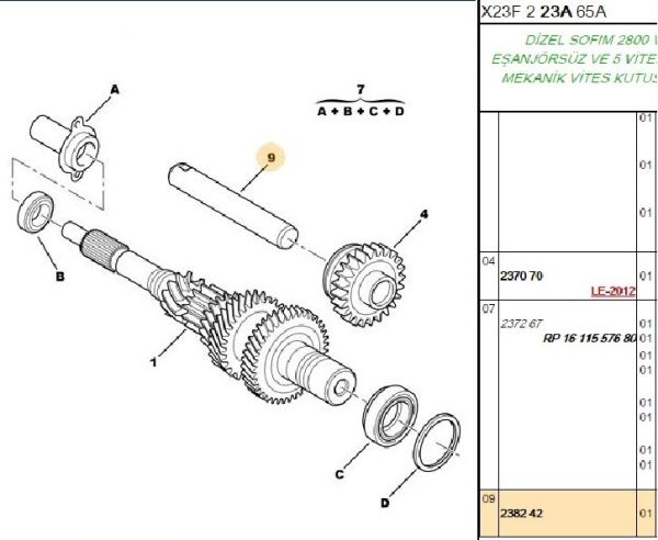 GERİ VİTES DİŞLİ GÖBEK MİLİ PEUGEOT BOXER 3