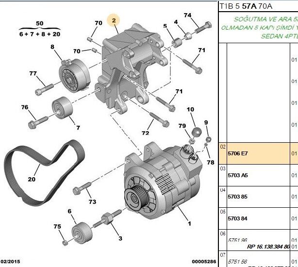 ALTERNATÖR BAĞLANTI AYAĞI PEUGEOT PARTNER