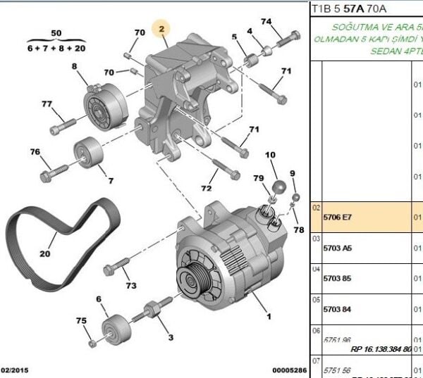 ALTERNATÖR BAĞLANTI AYAĞI PEUGEOT PARTNER
