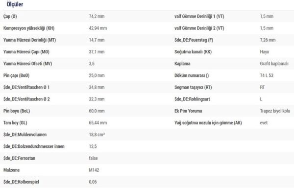 PİSTON SEGMAN 73.70 MM 0.50 FARKLI DV4 PEUGEOT SERİSİ