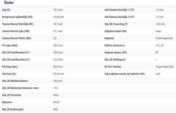 PİSTON SEGMAN 73.70 MM 0.50 FARKLI DV4 PEUGEOT SERİSİ