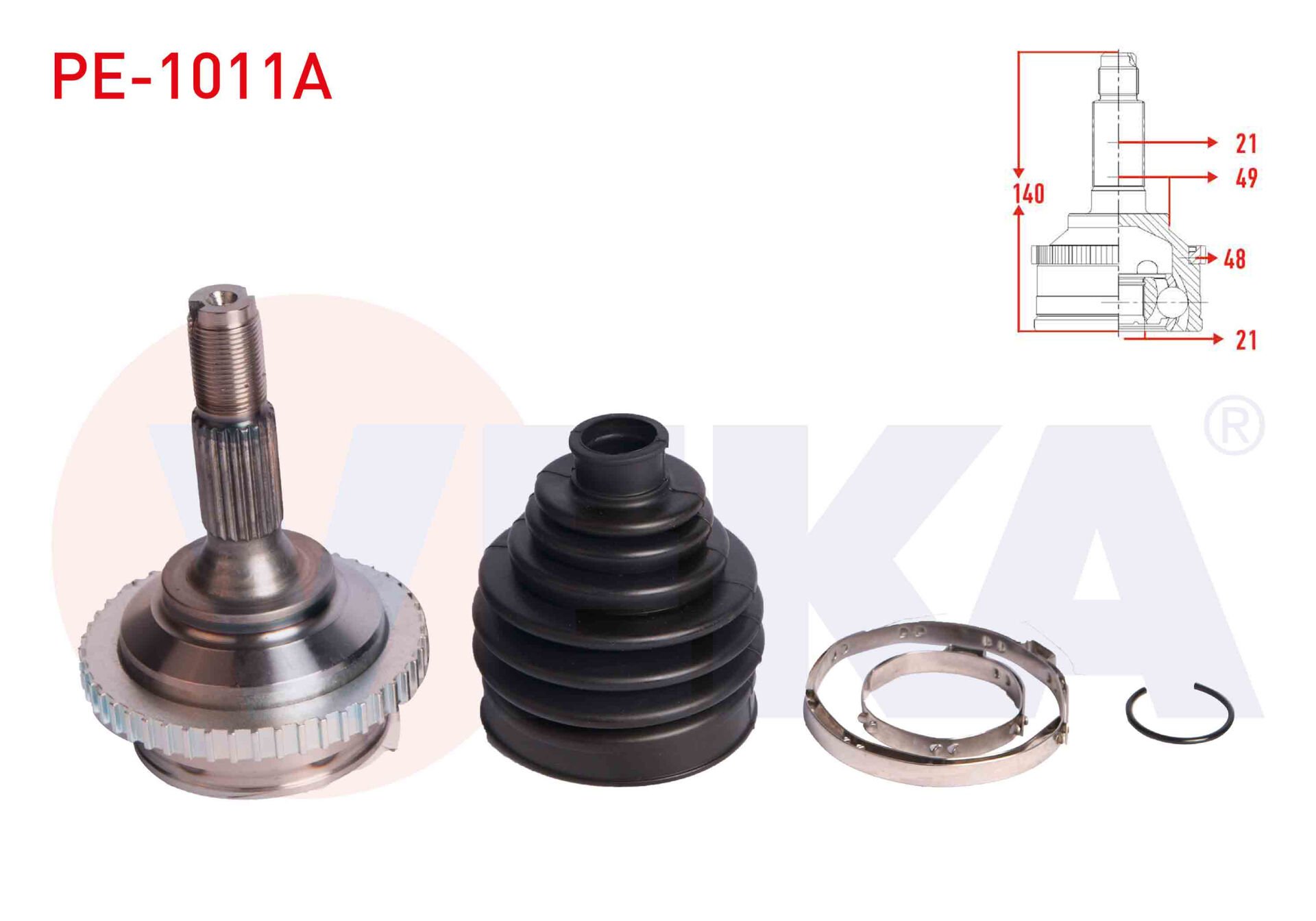 AKS KAFASI PEUGEOT 206+ 1.4 HDİ ABSLİ 48 DIŞ 21X21X49 UZUNLUK 140 MM 2009-