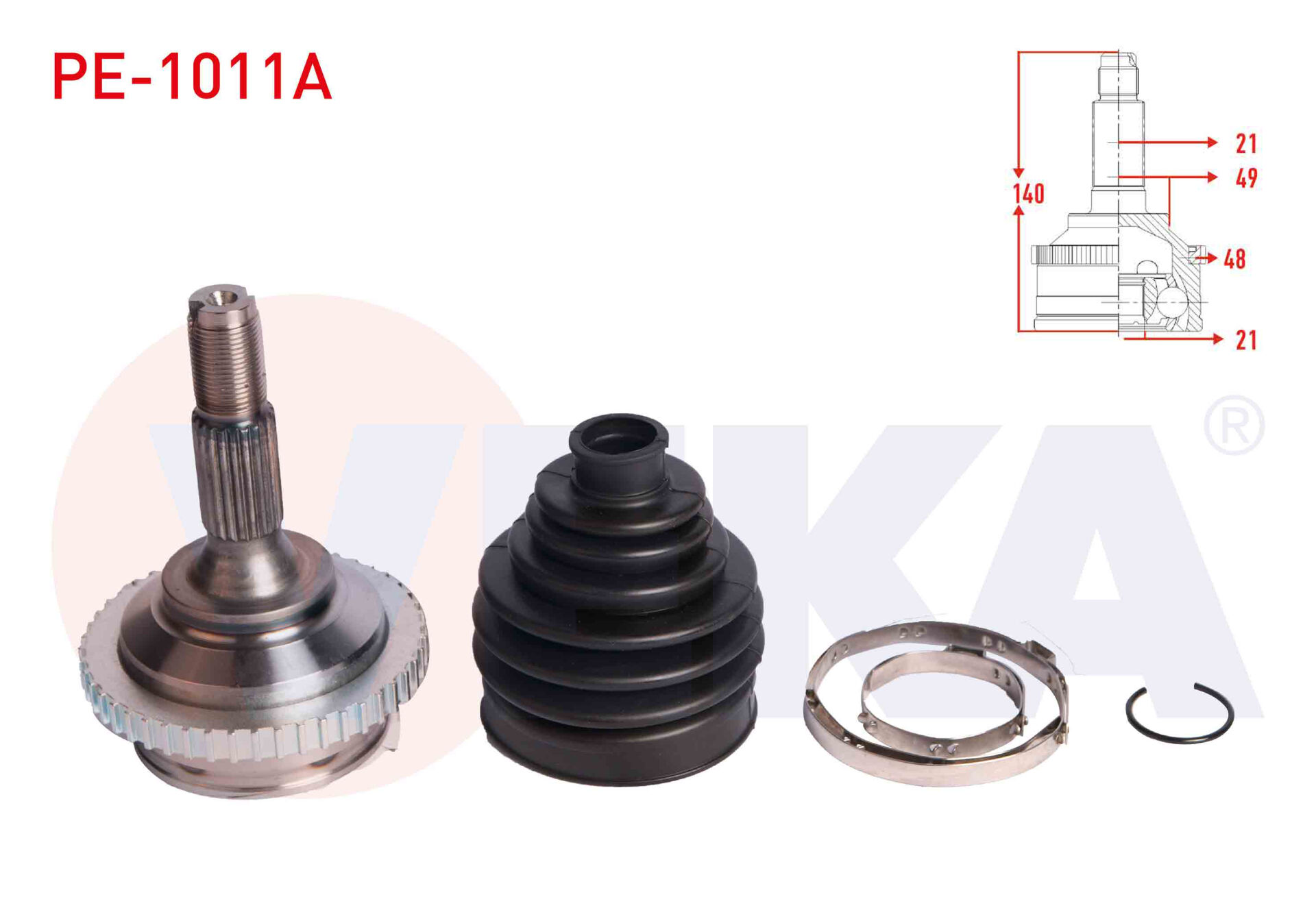 AKS KAFASI PEUGEOT 206+ 1.4 HDİ ABSLİ 48 DIŞ 21X21X49 UZUNLUK 140 MM 2009-