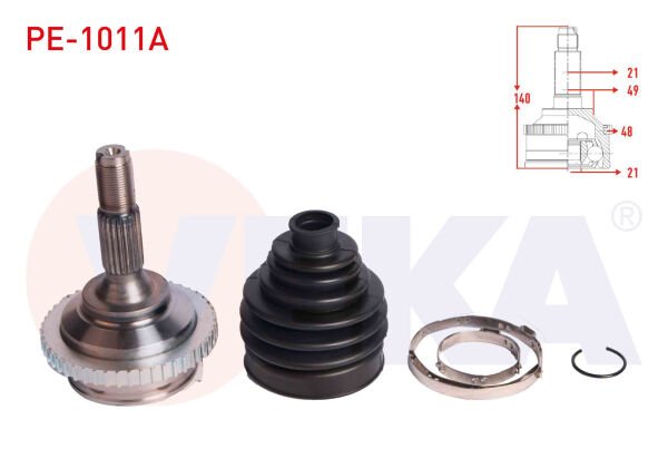 AKS KAFASI PEUGEOT 206+ 1.4 HDİ ABSLİ 48 DIŞ 21X21X49 UZUNLUK 140 MM 2009-