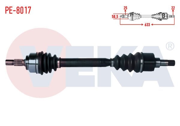 AKS SOL PEUGEOT 307 (3AC) 1.4 MA SANZUMAN UZUNLUK 633mm 2000-2007