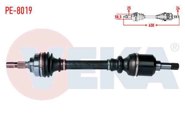 AKS SOL PEUGEOT 307 (3AC) 1.4 HDİ SANZUMAN UZUNLUK 630mm 2000-2007
