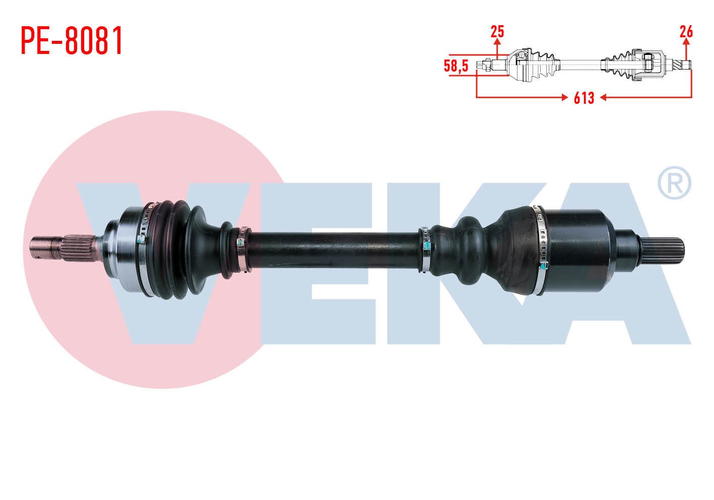 AKS SOL PEUGEOT 307 (3AC) 1.6 A-T UZUNLUK 613mm 2000-2007
