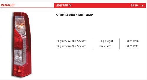 ARKA STOP SAĞ RENAULT MASTER 3