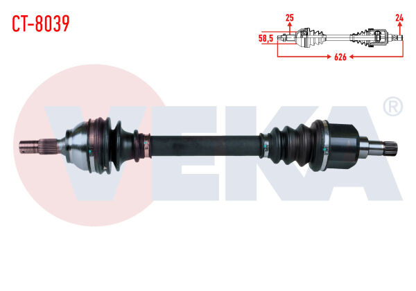 AKS SOL CİTROEN C4 (B7) 1.6 HDİ A-TM-T UZUNLUK 626mm 2009-