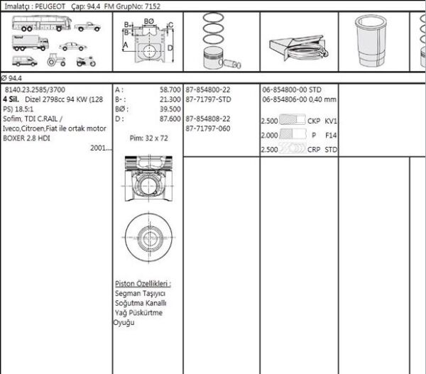 SEGMAN 94.40 PEUGEOT BOXER 2 2.8 HDİ