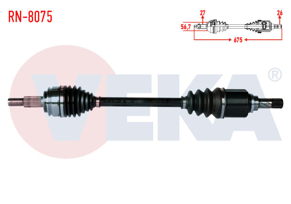 AKS SOL RENAULT KANGOO 1.5 DCİ UZUNLUK 675mm 2008-