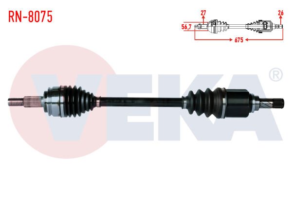 AKS SOL RENAULT KANGOO 1.5 DCİ UZUNLUK 675mm 2008-