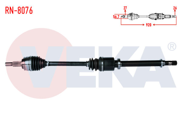 AKS SAĞ RENAULT KANGOO 1.5 DCİ UZUNLUK 920mm 2008-