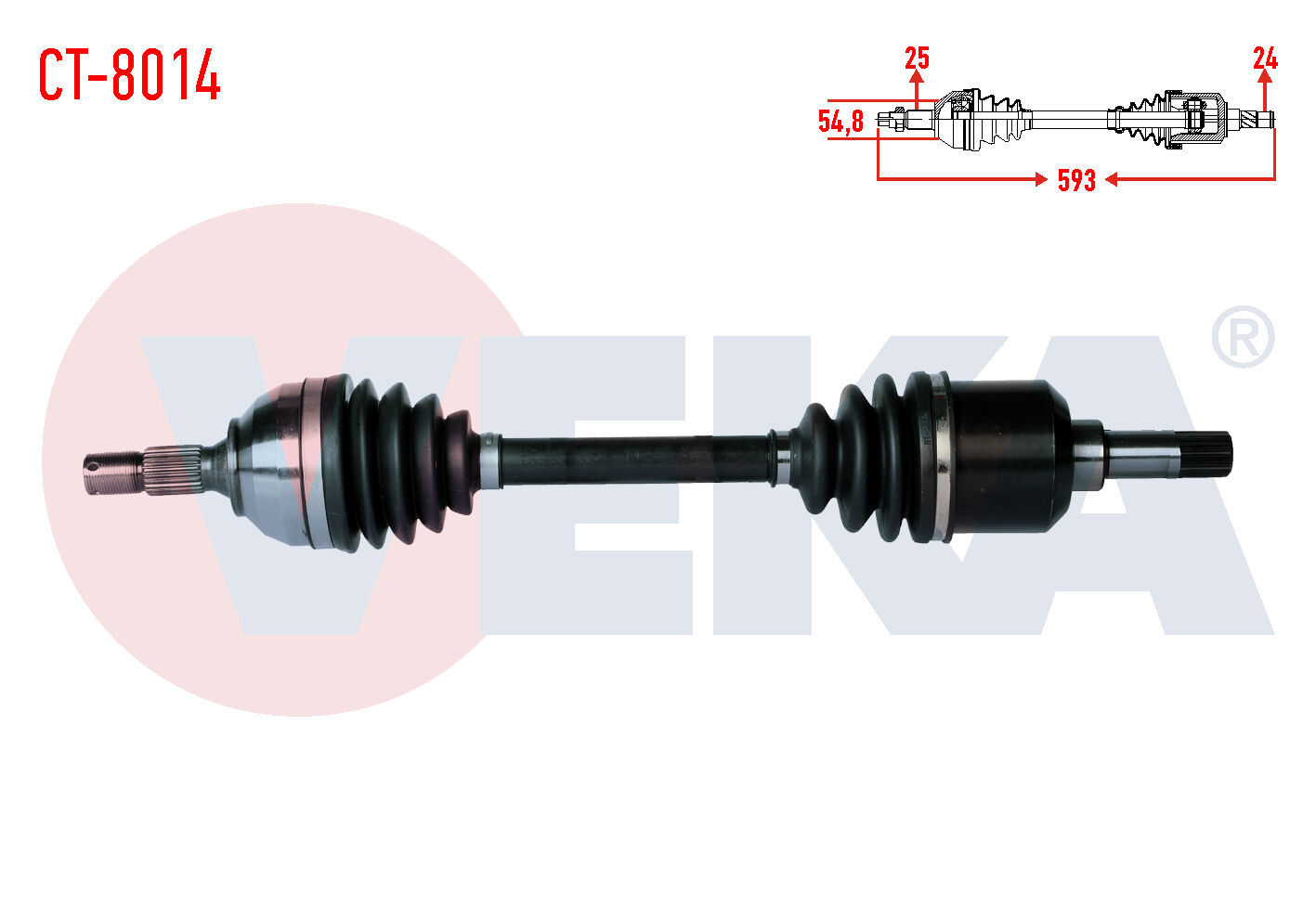 AKS SOL PEUGEOT PARTNER (5,5F) 1.9 D UZUNLUK 593MM 1996-2008