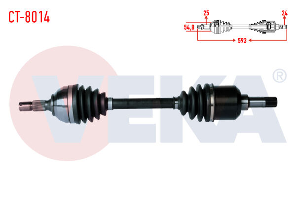 AKS SOL PEUGEOT PARTNER (5,5F) 1.9 D UZUNLUK 593MM 1996-2008