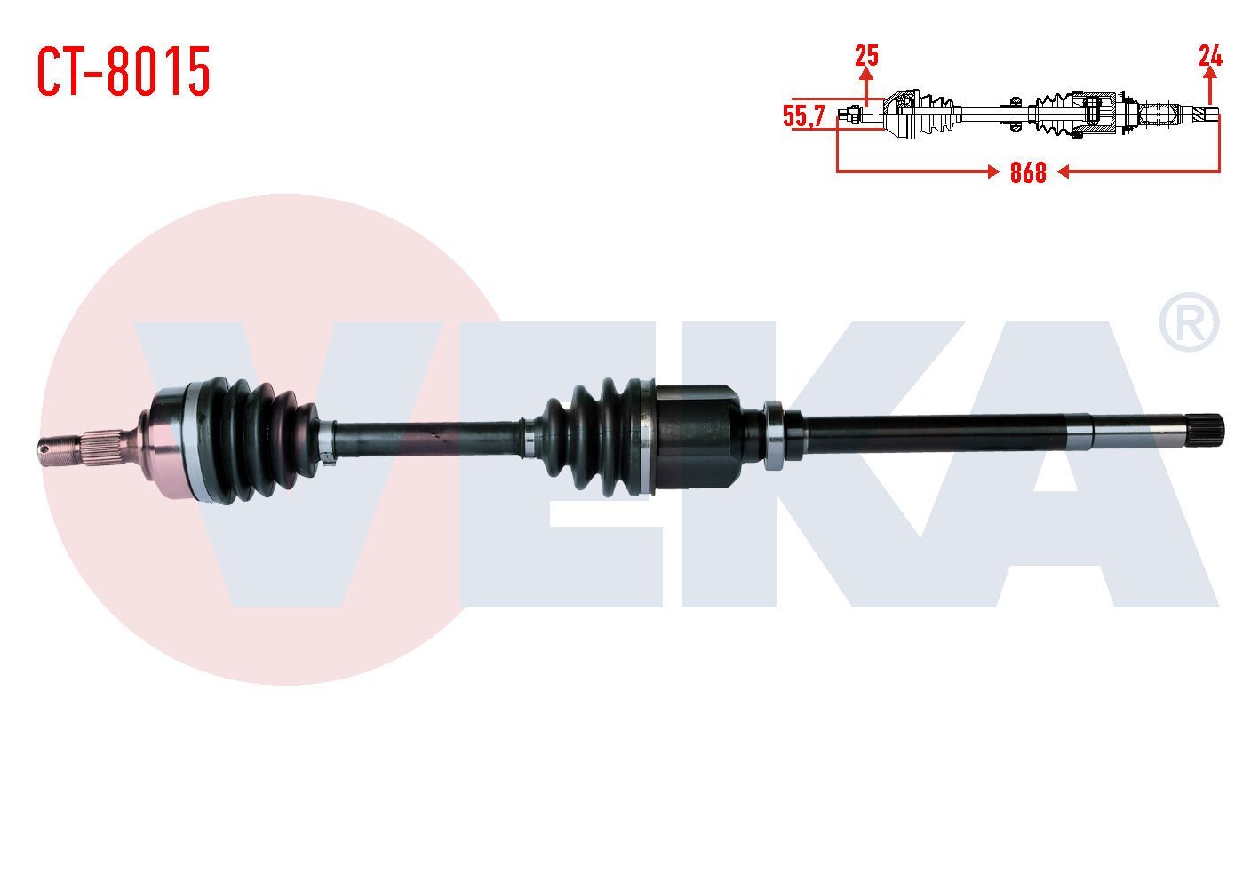 AKS SAĞ PEUGEOT PARTNER (5,5F) 1.9 D UZUNLUK 868mm 1996-2008