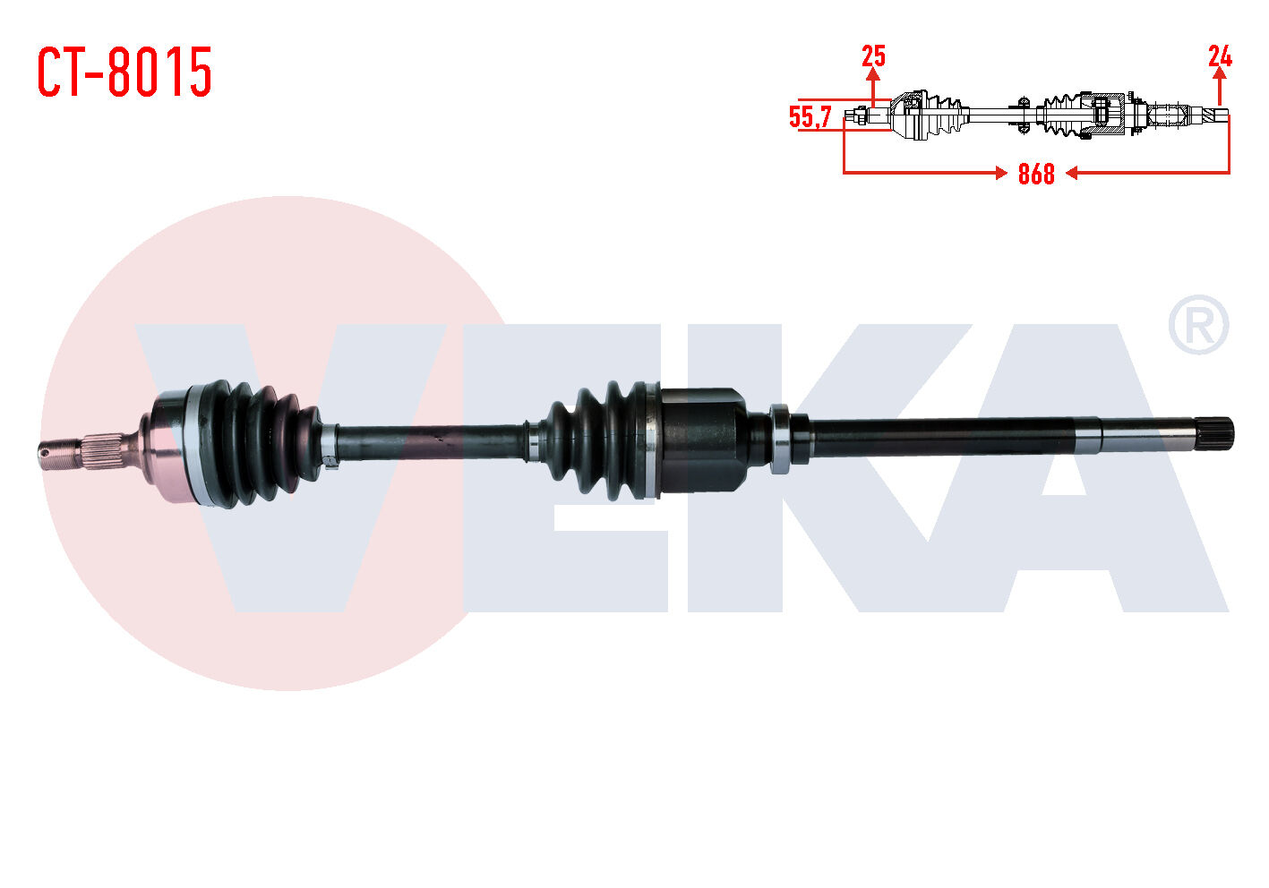 AKS SAĞ PEUGEOT PARTNER (5,5F) 1.9 D UZUNLUK 868mm 1996-2008