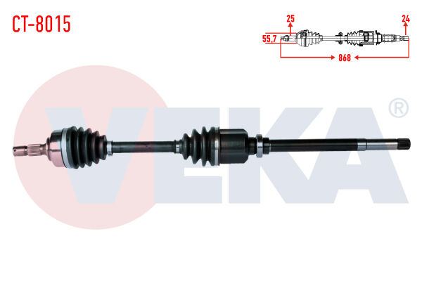 AKS SAĞ PEUGEOT PARTNER (5,5F) 1.9 D UZUNLUK 868mm 1996-2008