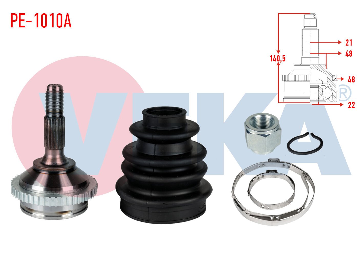 AKS KAFASI PEUGEOT 206 1.6I 16V ABSLİ 48 DIŞ DIŞTAN SEGMANLI 140,5 MM 1998-