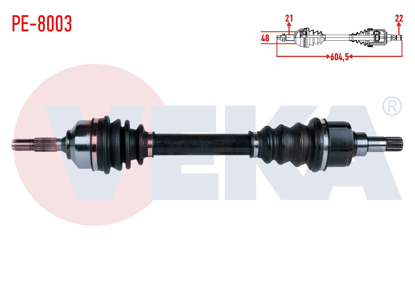 AKS SOL PEUGEOT 206 (2AC) 1.6I 16V TU5 UZUNLUK 604,5MM 1998-2006