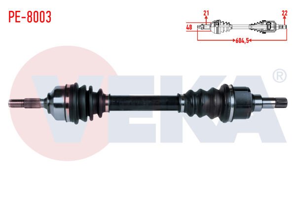 AKS SOL PEUGEOT 206 (2AC) 1.6I 16V TU5 UZUNLUK 604,5MM 1998-2006