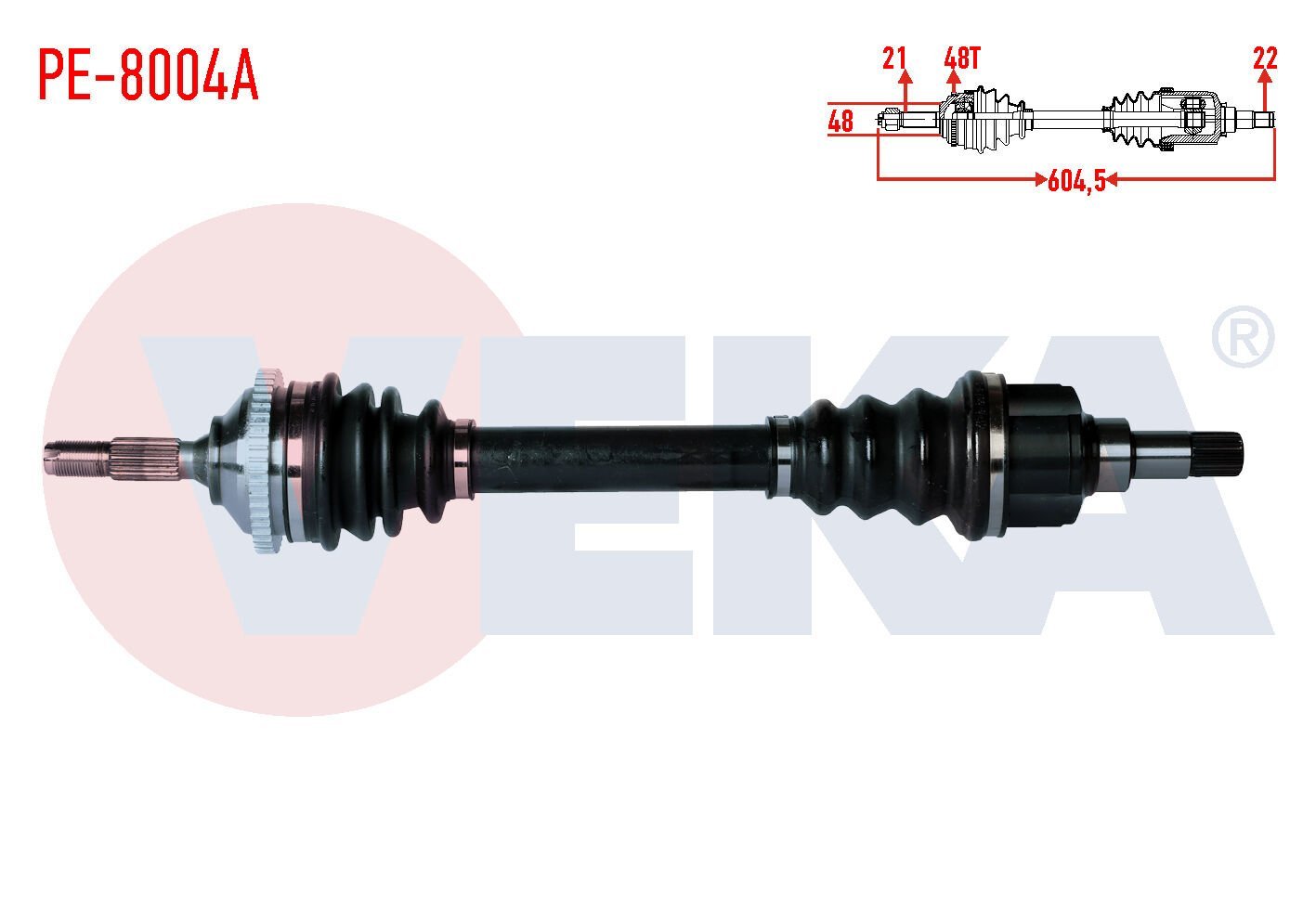 AKS SOL PEUGEOT 206 (2AC) 1.6i 16v 90 HP ABSLİ 48 DIŞ UZUNLUK 604,5mm 1998-2006