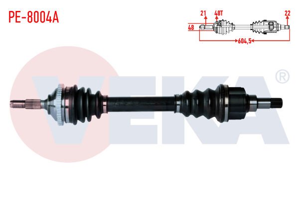 AKS SOL PEUGEOT 206 (2AC) 1.6i 16v 90 HP ABSLİ 48 DIŞ UZUNLUK 604,5mm 1998-2006