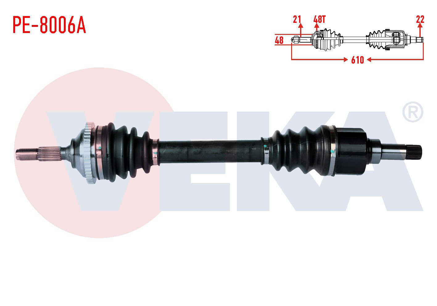 AKS SOL PEUGEOT 206 (2AC) 1.4 HDİ ABSLİ 48 DIŞ UZUNLUK 610mm 1998-2006