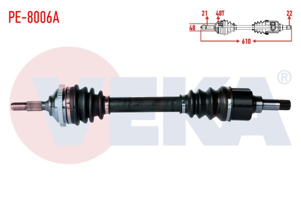 AKS SOL PEUGEOT 206 (2AC) 1.4 HDİ ABSLİ 48 DIŞ UZUNLUK 610mm 1998-2006