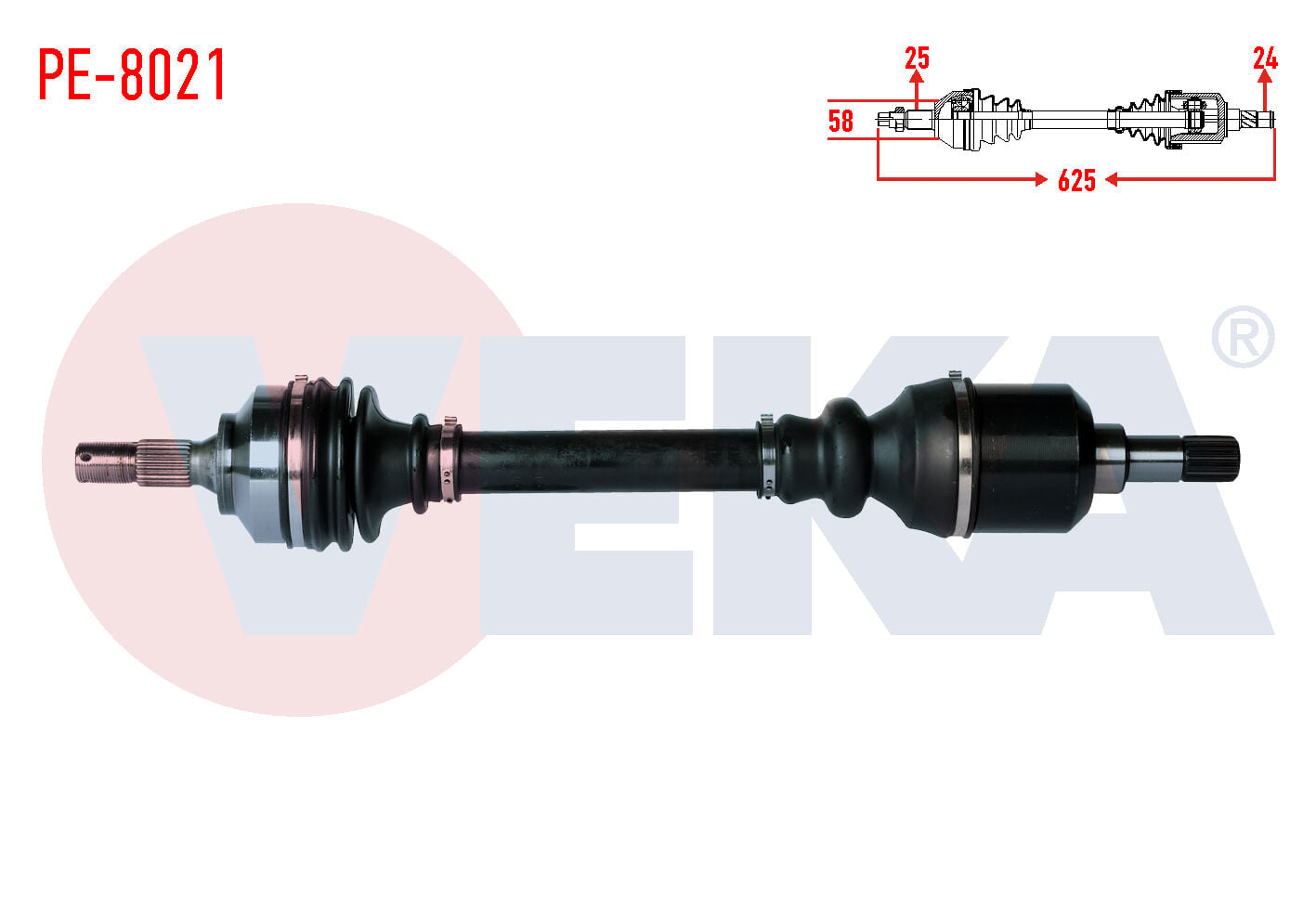 AKS SOL PEUGEOT PARTNER TEPEE 1.6 HDİ UZUNLUK 625MM 2008-