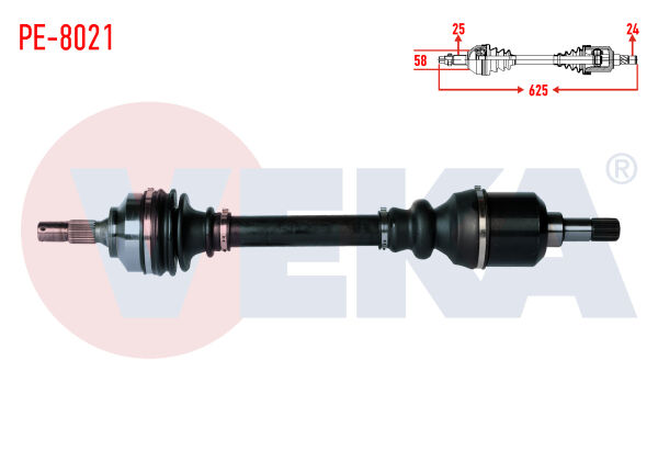 AKS SOL PEUGEOT PARTNER TEPEE 1.6 HDİ UZUNLUK 625MM 2008-