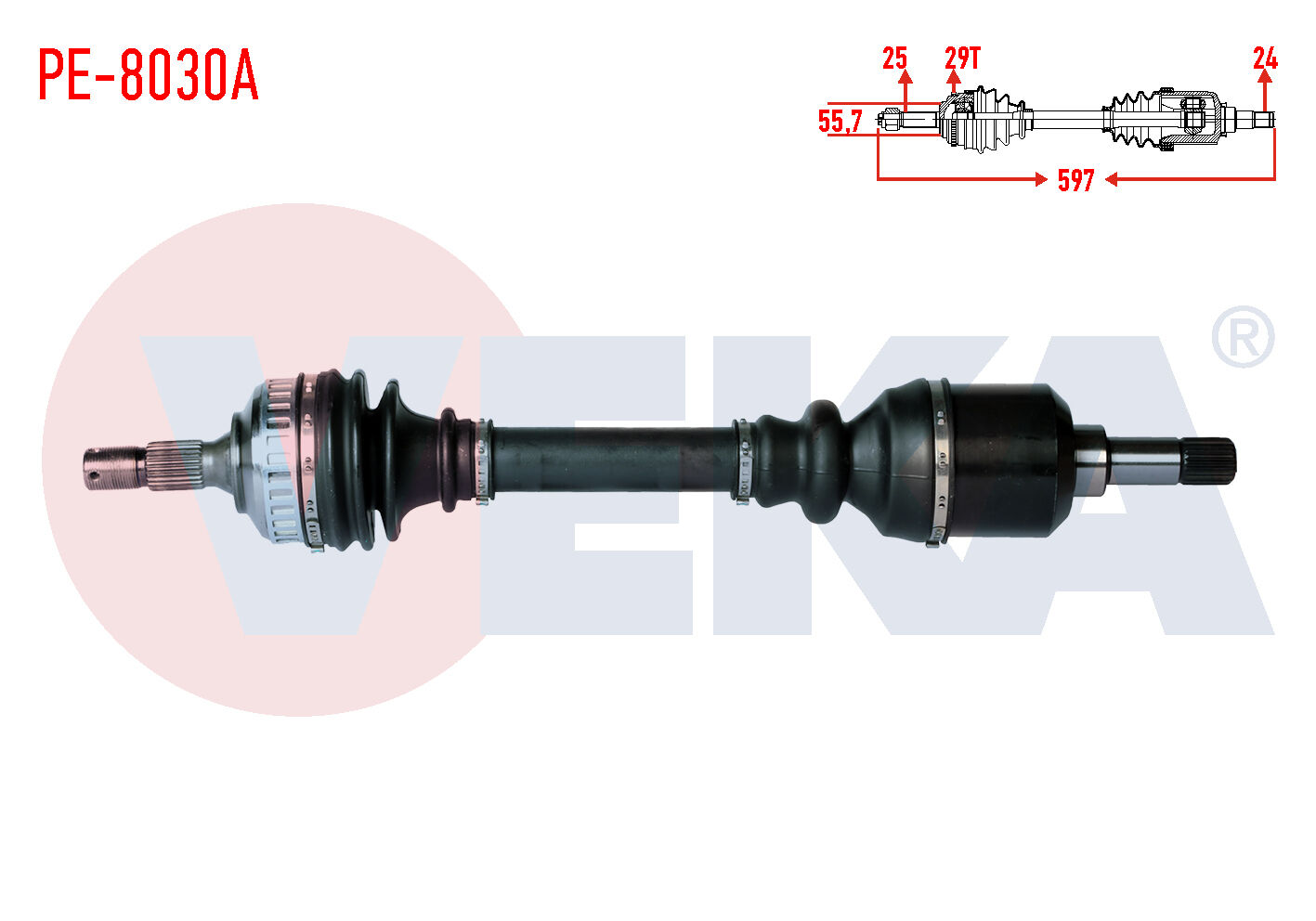AKS SOL PEUGEOT PARTNER (5,5F) 2.0 HDİ ABSLİ 29 DIŞ UZUNLUK 597 mm 1996-2008