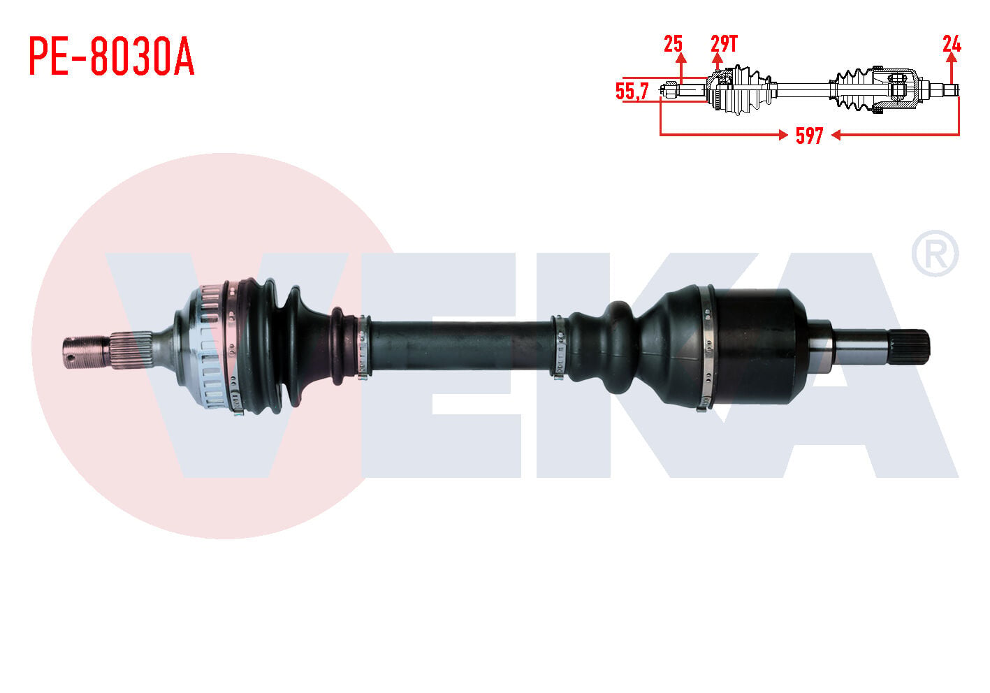 AKS SOL PEUGEOT PARTNER (5,5F) 2.0 HDİ ABSLİ 29 DIŞ UZUNLUK 597 mm 1996-2008