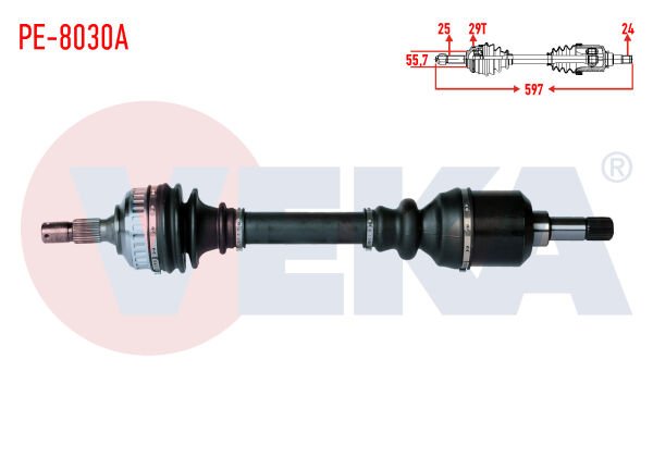 AKS SOL PEUGEOT PARTNER (5,5F) 2.0 HDİ ABSLİ 29 DIŞ UZUNLUK 597 mm 1996-2008