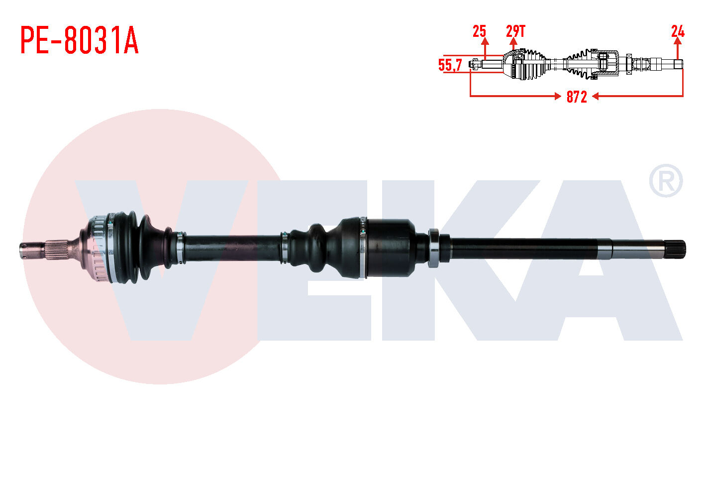 AKS SAĞ PEUGEOT PARTNER (5,5F) 2.0 HDİ ABSLİ 29 DIŞ UZUNLUK 871MM 1996-2008