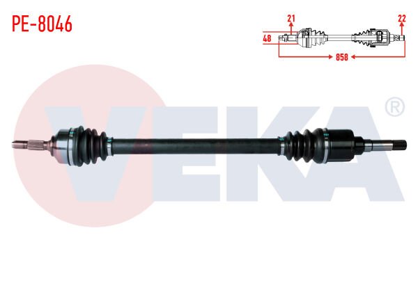 AKS SAĞ PEUGEOT 207 (WA,WC) 1.4i MA SANZUMAN M-T UZUNLUK 858mm 2006-2012