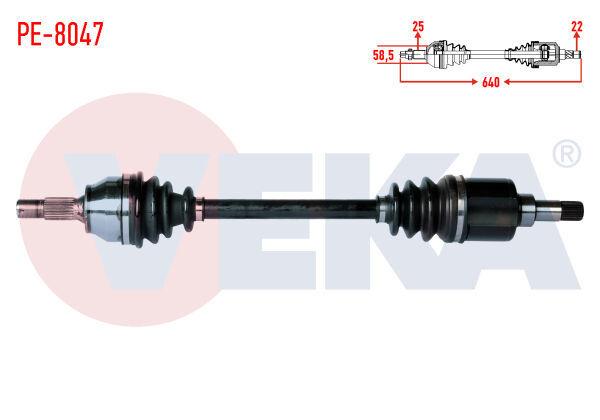 AKS SOL PEUGEOT 207 (WA,WC) 1.4 HDİ MA SANZUMAN M-T UZUNLUK 640mm 2006-2012