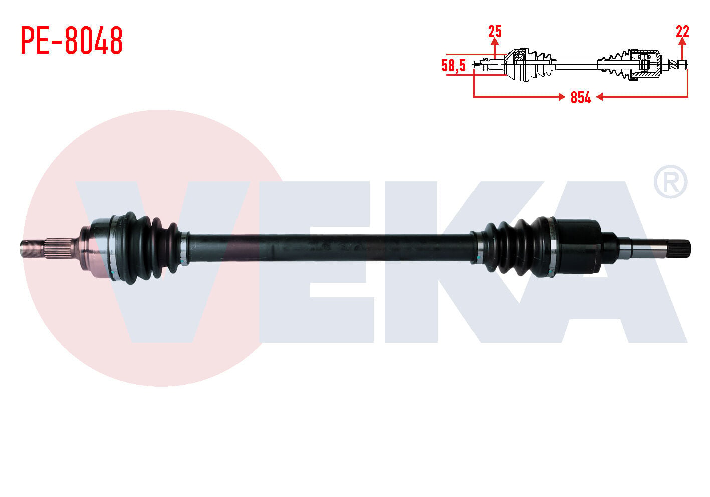 AKS SAĞ PEUGEOT 207 (WA,WC) 1.4 HDİ MA SANZUMAN M-T UZUNLUK 854mm 2006-2012
