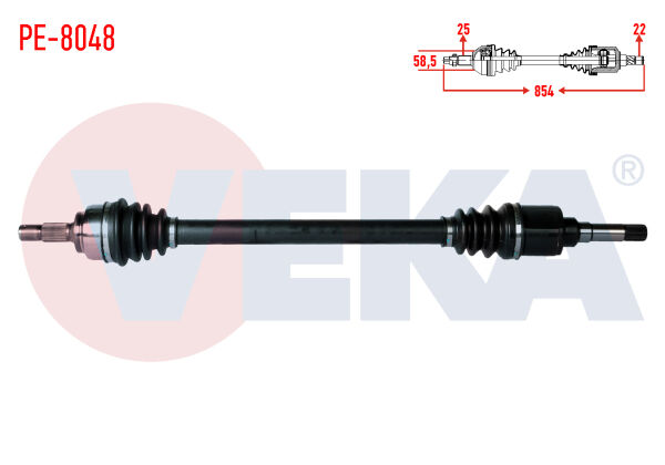 AKS SAĞ PEUGEOT 207 (WA,WC) 1.4 HDİ MA SANZUMAN M-T UZUNLUK 854mm 2006-2012