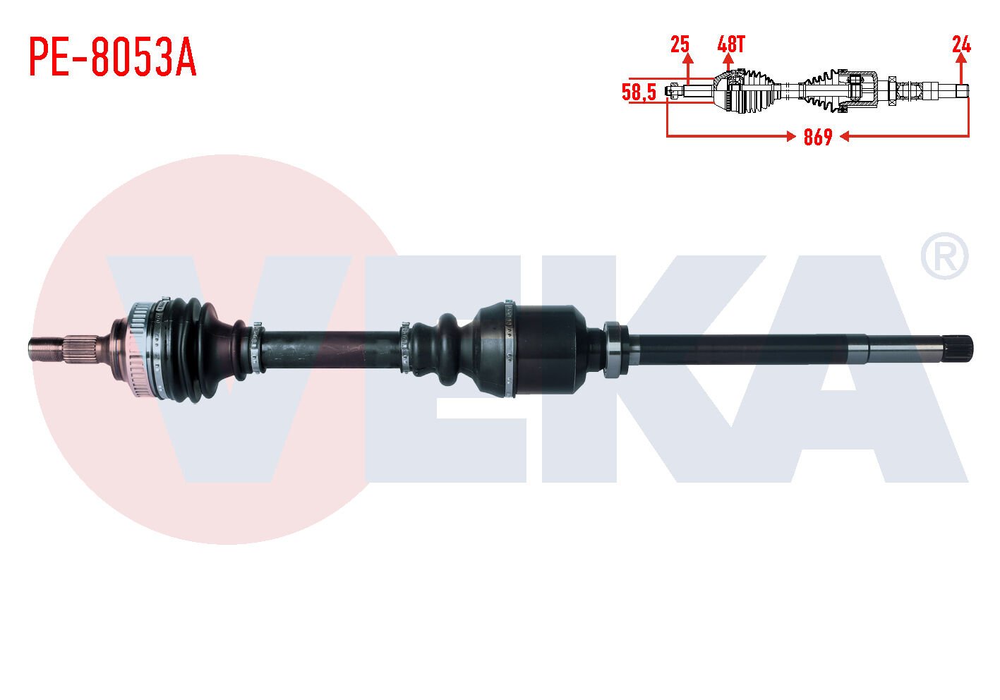 AKS SAĞ PEUGEOT PARTNER (ORTA KASA) 1.6 HDİ ABSLİ 48 DIŞ UZUNLUK 869mm 2003-2008