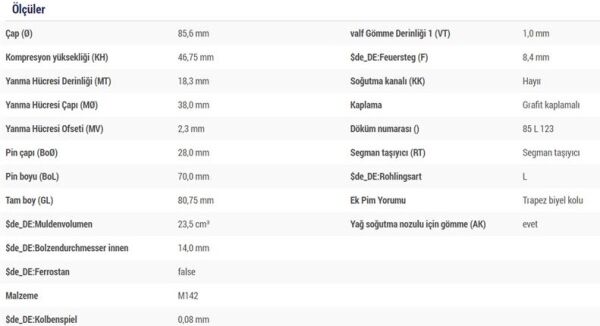 PİSTON SEGMAN 0.60 FARKLI 2.0 HDİ PEUGEOT PARTNER