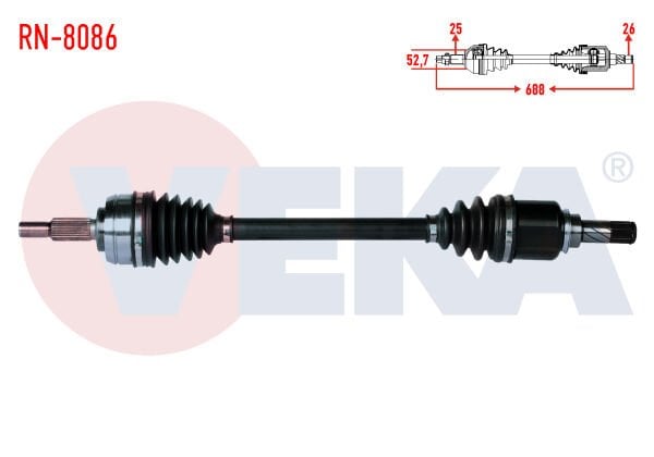 AKS SOL RENAULT FLUENCE (L30) 1.5 DCİ 5 VİTES UZUNLUK 688mm 2009-