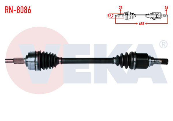 AKS SOL RENAULT FLUENCE (L30) 1.5 DCİ 5 VİTES UZUNLUK 688mm 2009-
