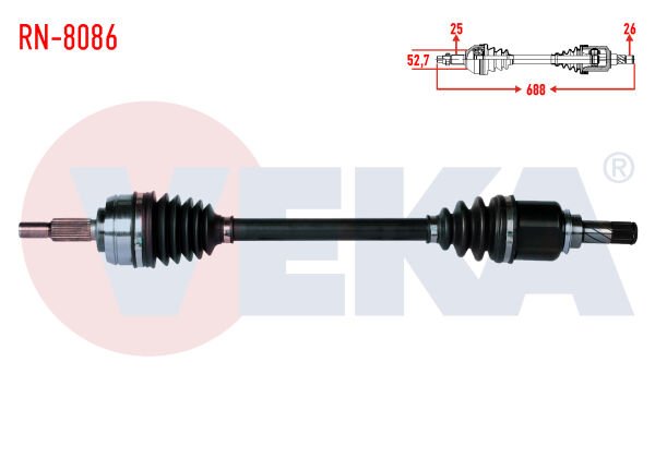 AKS SOL RENAULT FLUENCE (L30) 1.5 DCİ 5 VİTES UZUNLUK 688mm 2009-