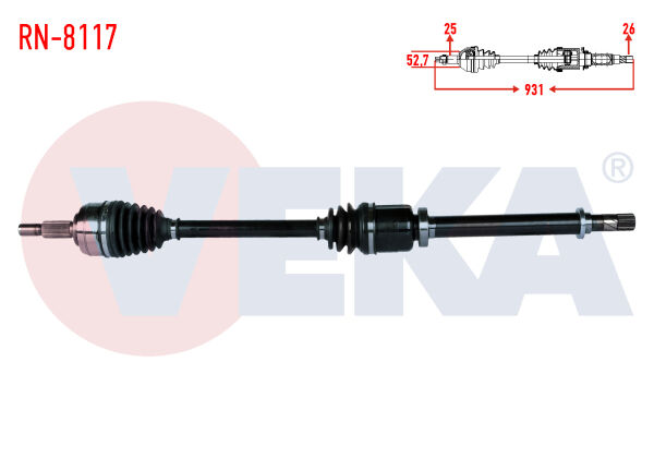 AKS SAĞ RENAULT FLUENCE (L30) 1.5 DCİ 6 VİTES UZUNLUK 931mm 2009-