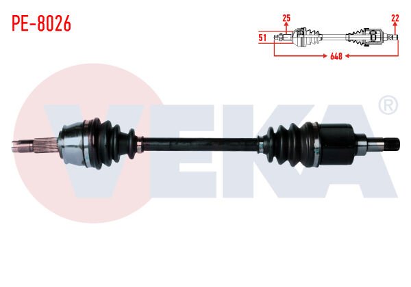 AKS SOL PEUGEOT BİPPER (AA) 1.4 HDİ UZUNLUK 648MM 2008-