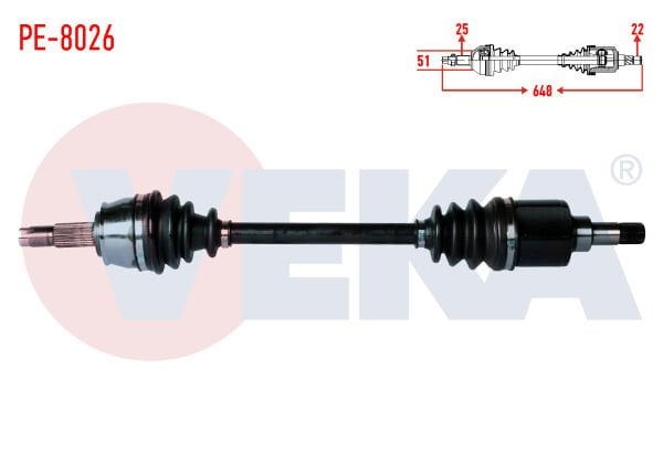 AKS SOL PEUGEOT BİPPER (AA) 1.4 HDİ UZUNLUK 648MM 2008-