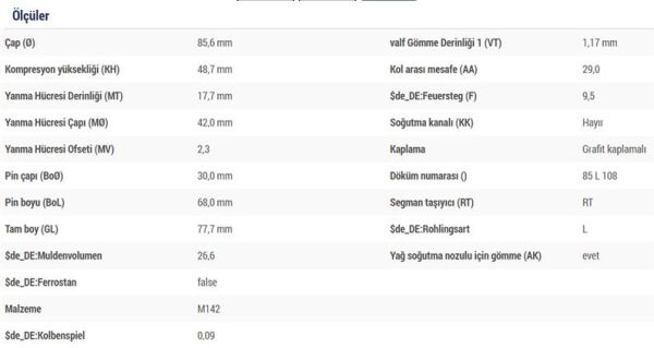 PİSTON SEGMAN 85.00 MM 0.60 FARKLI DW12 PEUGEOT BOXER 2